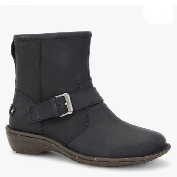UGG ‘Bryce’ Lodge Black Leather side Zip Buckle Motorcycle Boot - Picture 1 of 14